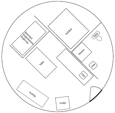 Yurts w/ satellite TV Floor Plan