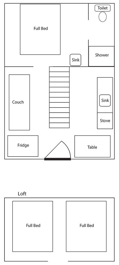 Brookside Log Cabins w/ satellite TV Floor Plan