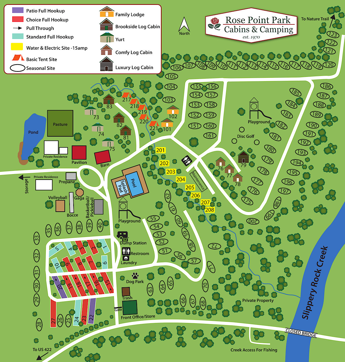 Rose Point Park Site Map