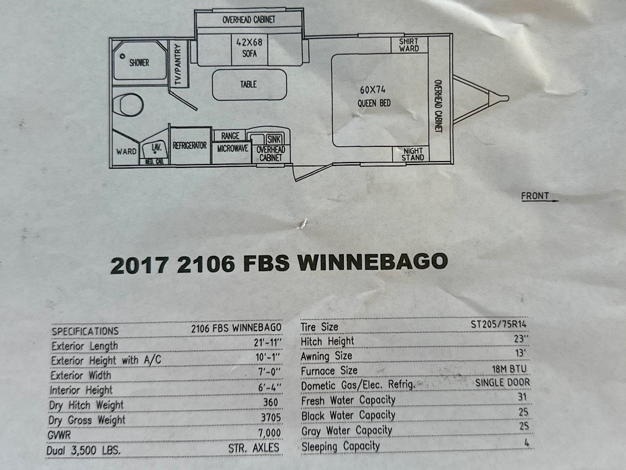 2017 Winnebago Micro Minnie 2106FBS